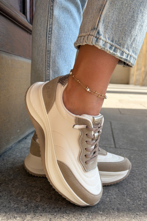 de camurça À modalo de tênis Feminino com uma plataforma Big Star RR274A344 HI-POLY SYSTEM bege de camurça À modalo de tênis Feminino com uma plataforma Big Star RR274A344 HI-POLY SYSTEM bege