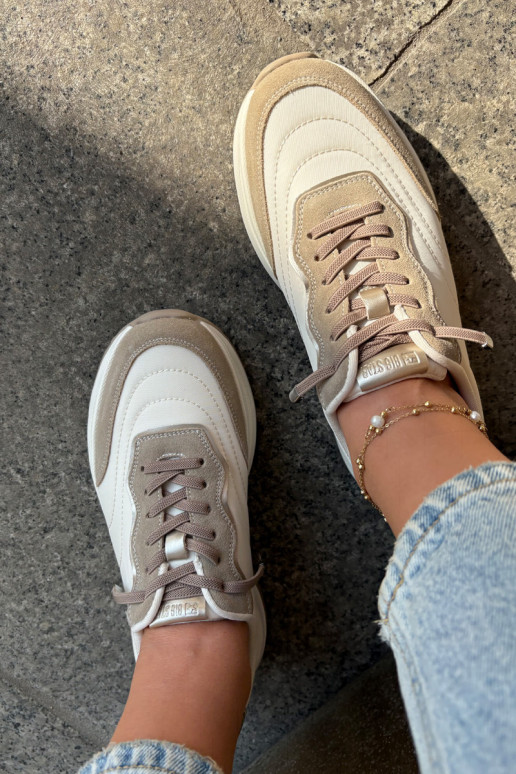 de camurça À modalo de tênis Feminino com uma plataforma Big Star RR274A344 HI-POLY SYSTEM bege de camurça À modalo de tênis Feminino com uma plataforma Big Star RR274A344 HI-POLY SYSTEM bege