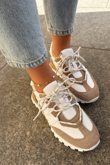 Pele sapato À modalo de tênis Feminino Artiker 56C1738 bege-cor dourada