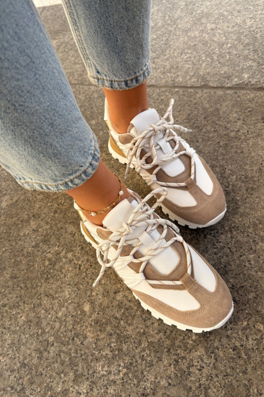 Pele sapato À modalo de tênis Feminino Artiker 56C1738 bege-cor dourada