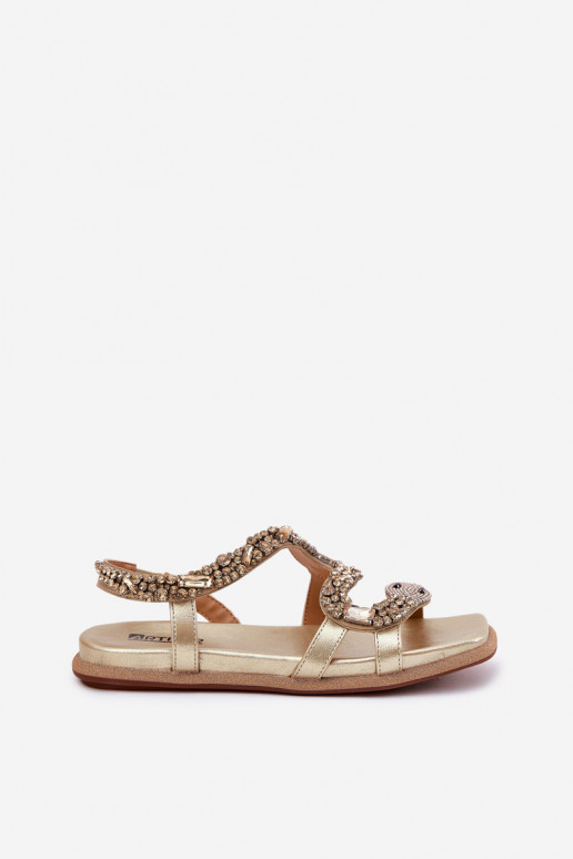 Sandálias femininas Com decoração com imitação de pele de cobra Eko Pele Artiker 56C1362 cor dourada Sandálias femininas Com decoração com imitação de pele de cobra Eko Pele Artiker 56C1362 cor dourada