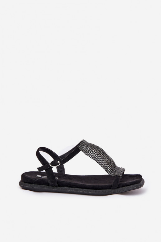 isósceles Estilo elegante Sandálias femininas com olhos brilhantes Artiker 56C1370 cor preta isósceles Estilo elegante Sandálias femininas com olhos brilhantes Artiker 56C1370 cor preta