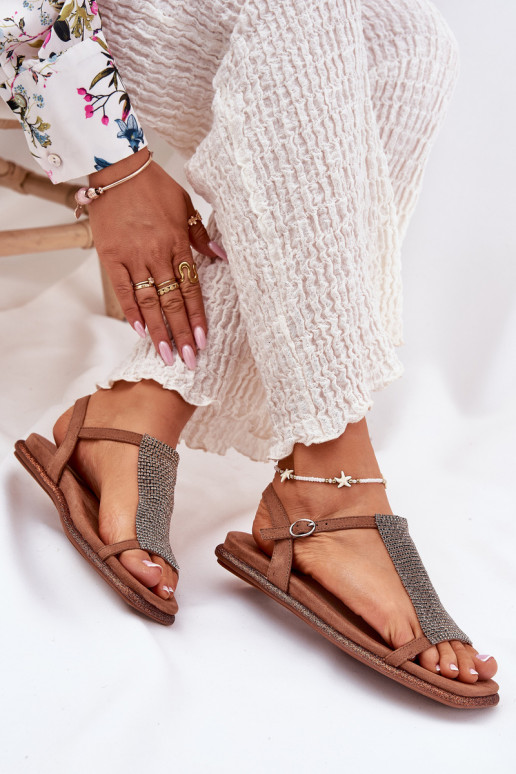 isósceles Estilo elegante Sandálias femininas com olhos brilhantes Artiker 56C1365 cor marrom isósceles Estilo elegante Sandálias femininas com olhos brilhantes Artiker 56C1365 cor marrom