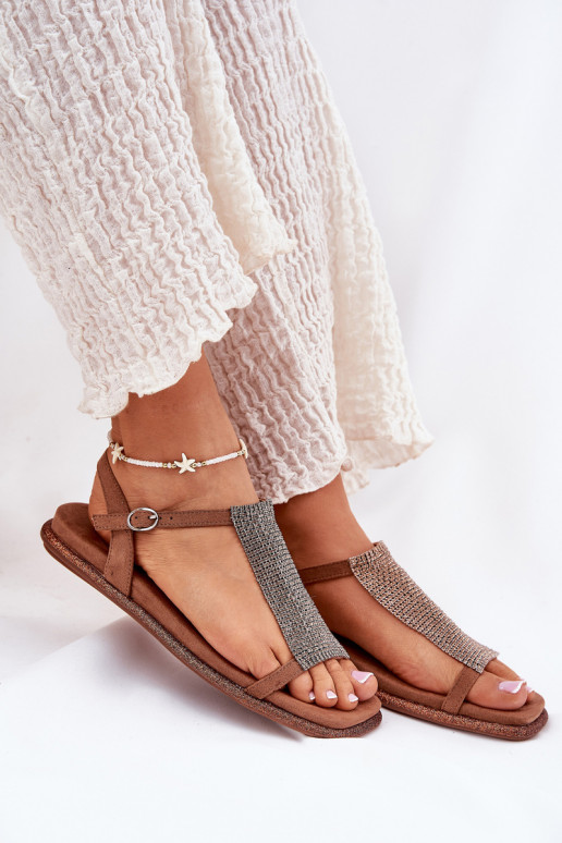 isósceles Estilo elegante Sandálias femininas com olhos brilhantes Artiker 56C1365 cor marrom isósceles Estilo elegante Sandálias femininas com olhos brilhantes Artiker 56C1365 cor marrom