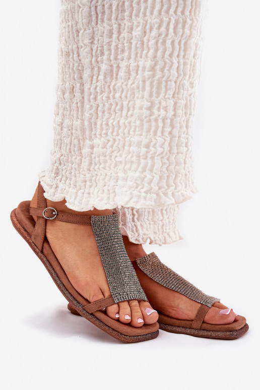 isósceles Estilo elegante Sandálias femininas com olhos brilhantes Artiker 56C1365 cor marrom isósceles Estilo elegante Sandálias femininas com olhos brilhantes Artiker 56C1365 cor marrom