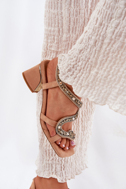 Sandálias femininas de salto alto com olhos brilhantes Artiker 56C1374 bege Sandálias femininas de salto alto com olhos brilhantes Artiker 56C1374 bege