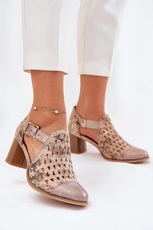 Feminino Pele Botas a céu aberto Tem que serciejka 04962-43 bege-cor dourada