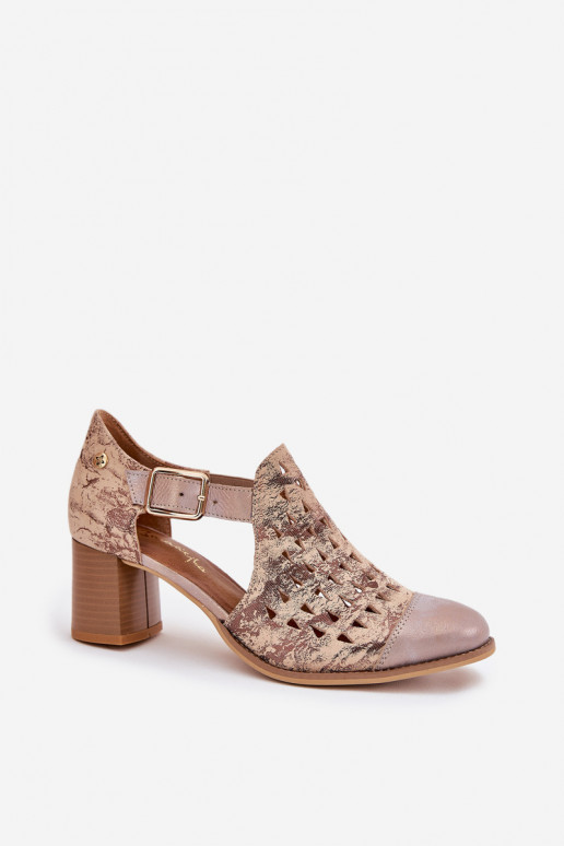 Feminino Pele Botas a céu aberto Tem que serciejka 04962-43 bege-cor dourada