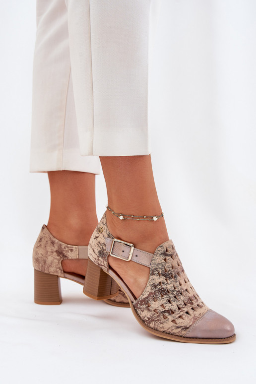 Feminino Pele Botas a céu aberto Tem que serciejka 04962-43 bege-cor dourada