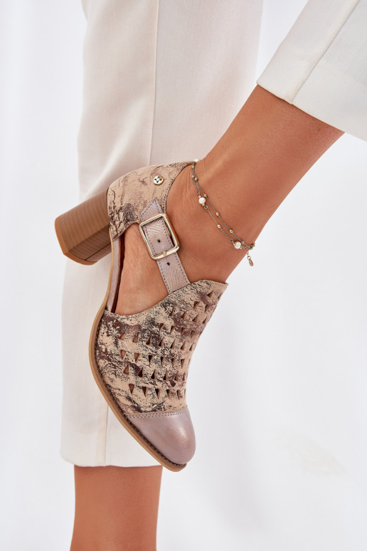 Feminino Pele Botas a céu aberto Tem que serciejka 04962-43 bege-cor dourada