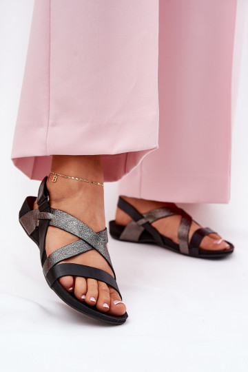isósceles Sandálias femininas Feminino Zazoo 40032 cor preta
