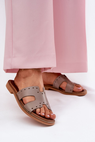 Zazoo 40326 Feminino Chinelos Com recortes decorativos bege 2