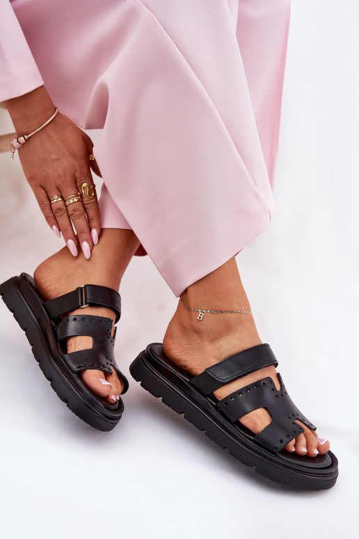 Chinelos femininosHabilitadoturalnej Skóry com uma plataforma Zazoo 40440 cor preta Chinelos femininosHabilitadoturalnej Skóry com uma plataforma Zazoo 40440 cor preta