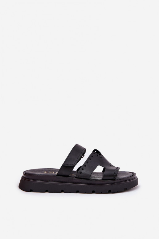 Chinelos femininosHabilitadoturalnej Skóry com uma plataforma Zazoo 40440 cor preta Chinelos femininosHabilitadoturalnej Skóry com uma plataforma Zazoo 40440 cor preta