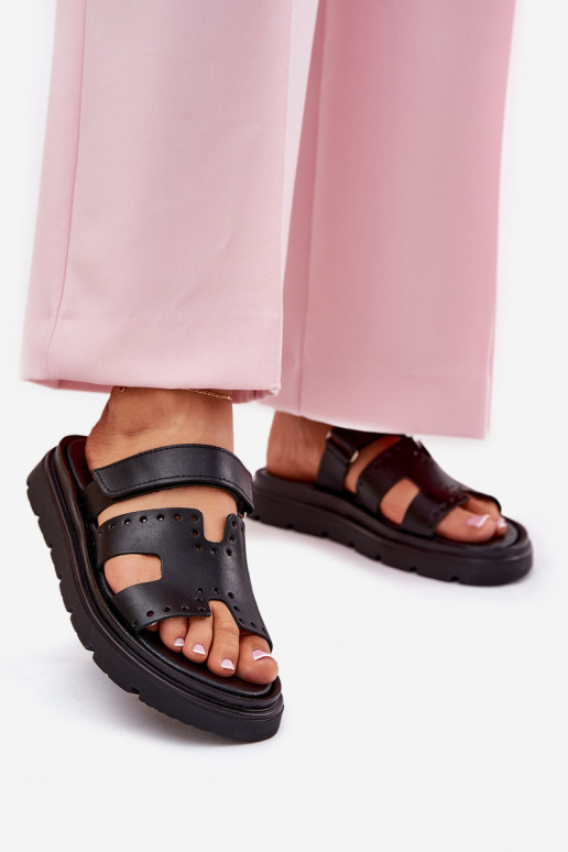 Chinelos femininosHabilitadoturalnej Skóry com uma plataforma Zazoo 40440 cor preta Chinelos femininosHabilitadoturalnej Skóry com uma plataforma Zazoo 40440 cor preta