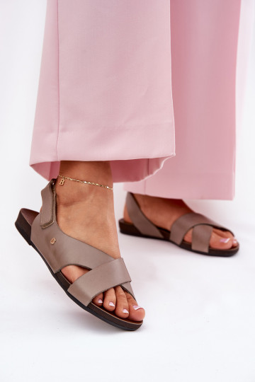 Sandálias femininas com fixadores adesivos Zazoo 40141 bege