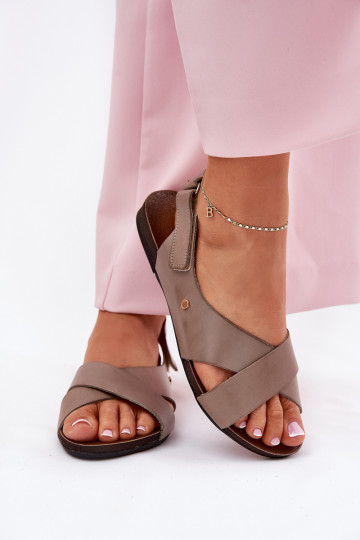 Sandálias femininas com fixadores adesivos Zazoo 40141 bege 2