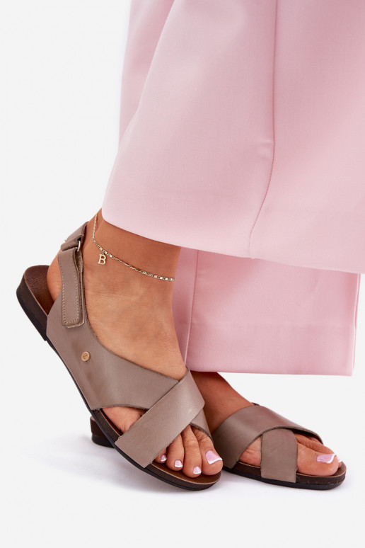 Sandálias femininas com fixadores adesivos Zazoo 40141 bege