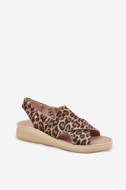 Zazoo 40392 Sandálias femininas Feminino com padrões de pele de leopardo cor marrom