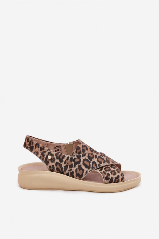 Zazoo 40392 Sandálias femininas Feminino com padrões de pele de leopardo cor marrom