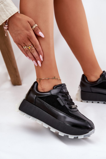 Pele Feminino À modalo de tênis com uma plataforma Big Star RR274873 HI-POLY SYSTEM cor preta