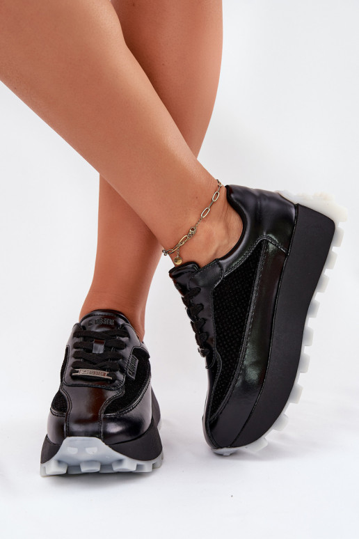 Pele Feminino À modalo de tênis com uma plataforma Big Star RR274873 HI-POLY SYSTEM cor preta Pele Feminino À modalo de tênis com uma plataforma Big Star RR274873 HI-POLY SYSTEM cor preta