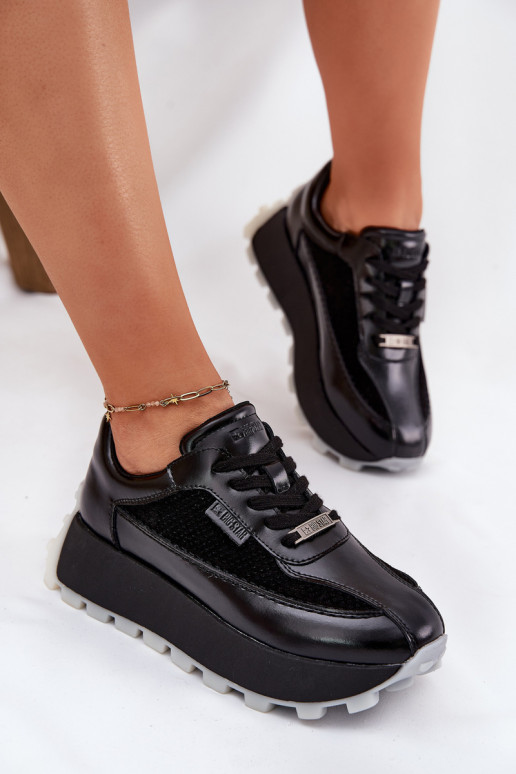 Pele Feminino À modalo de tênis com uma plataforma Big Star RR274873 HI-POLY SYSTEM cor preta Pele Feminino À modalo de tênis com uma plataforma Big Star RR274873 HI-POLY SYSTEM cor preta