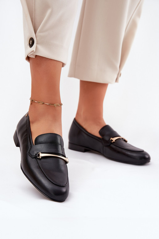 Pele sapato mocassins femininos Tem que serciejka K6809-01 cor preta Pele sapato mocassins femininos Tem que serciejka K6809-01 cor preta