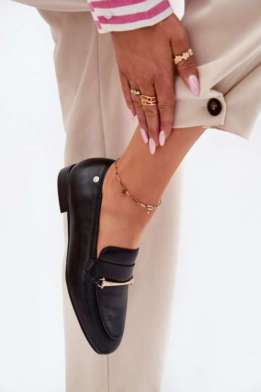 Pele sapato mocassins femininos Tem que serciejka K6809-01 cor preta Pele sapato mocassins femininos Tem que serciejka K6809-01 cor preta