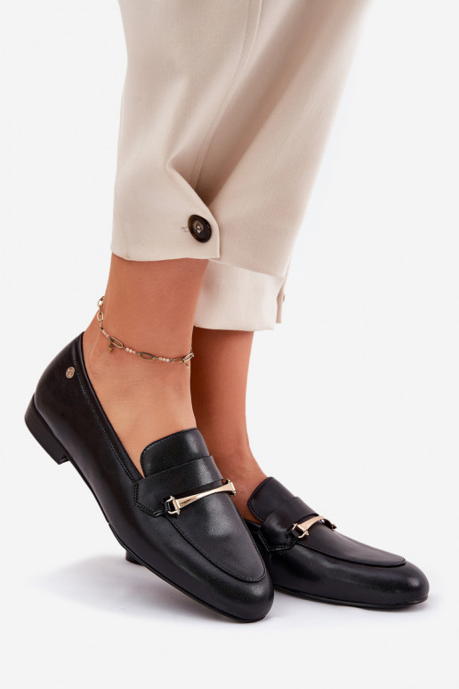 Pele sapato mocassins femininos Tem que serciejka K6809-01 cor preta Pele sapato mocassins femininos Tem que serciejka K6809-01 cor preta