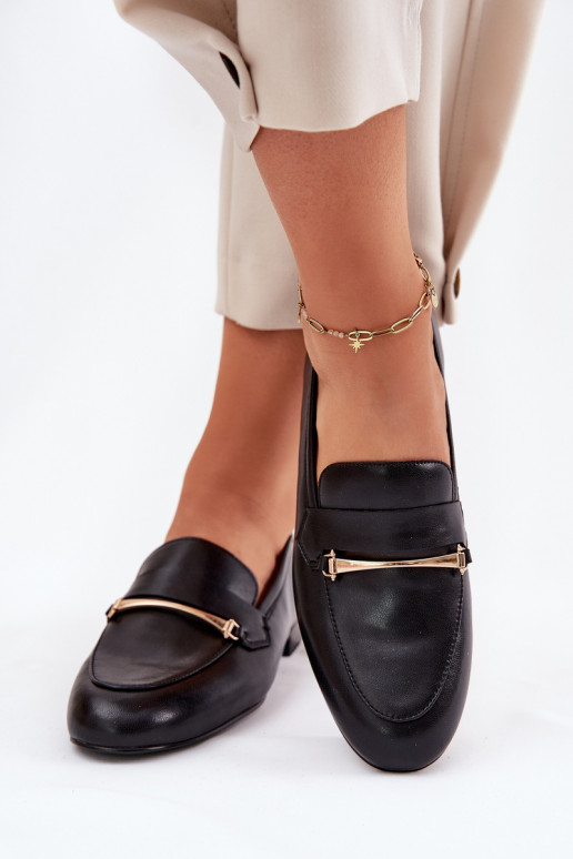 Pele sapato mocassins femininos Tem que serciejka K6809-01 cor preta Pele sapato mocassins femininos Tem que serciejka K6809-01 cor preta