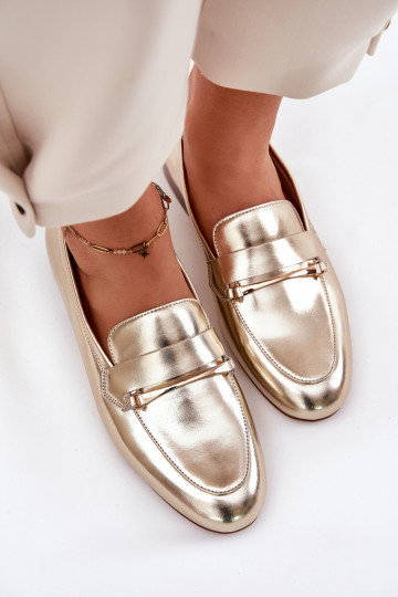 Pele sapato mocassins femininos Tem que serciejka K6809-25 cor dourada 2
