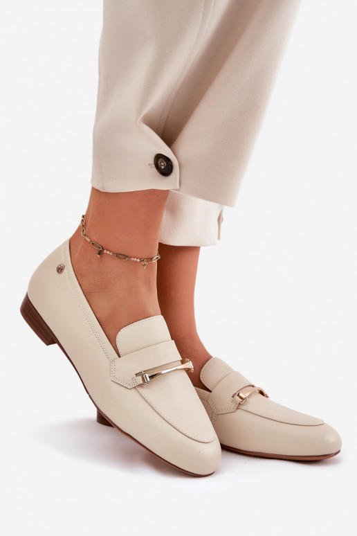 Pele sapato mocassins femininos Tem que serciejka K6809-04 bege Pele sapato mocassins femininos Tem que serciejka K6809-04 bege