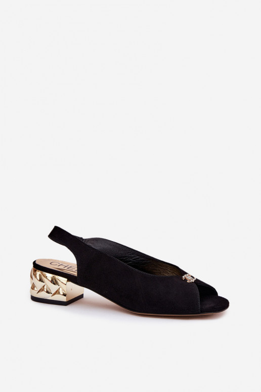 de camurça Estilo elegante Sandálias femininas CheBello 4724 cor preta de camurça Estilo elegante Sandálias femininas CheBello 4724 cor preta