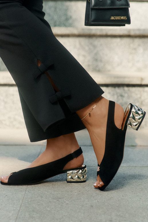 de camurça Estilo elegante Sandálias femininas CheBello 4724 cor preta de camurça Estilo elegante Sandálias femininas CheBello 4724 cor preta