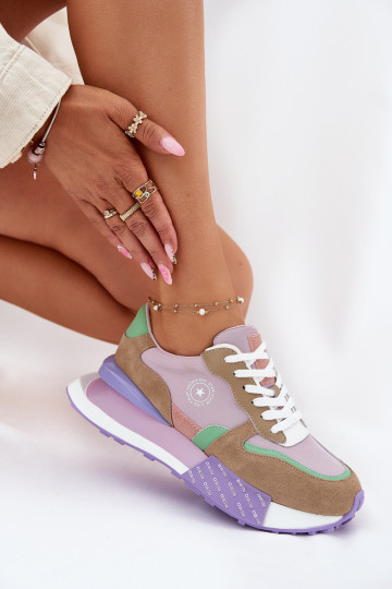 de camurça À modalo de tênis Feminino com uma plataforma Big Star RR274815 HI-POLY SYSTEM cor rosa