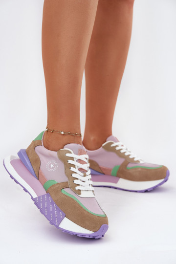 de camurça À modalo de tênis Feminino com uma plataforma Big Star RR274815 HI-POLY SYSTEM cor rosa 2