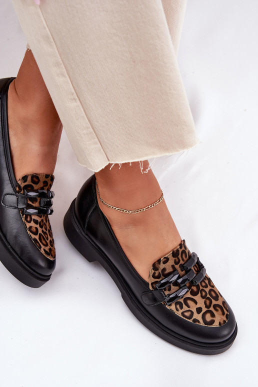 Pele Mocassins com enfeites I Panterką Laura Messi 2965 cor preta Pele Mocassins com enfeites I Panterką Laura Messi 2965 cor preta