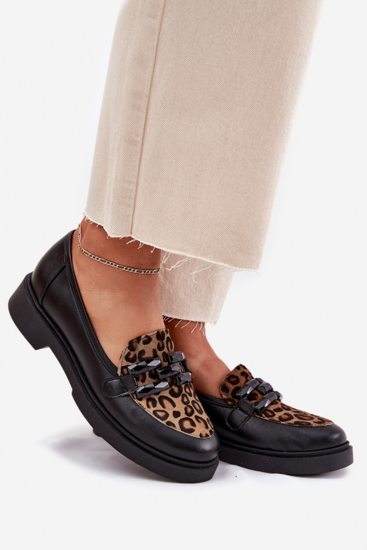 Pele Mocassins com enfeites I Panterką Laura Messi 2965 cor preta Pele Mocassins com enfeites I Panterką Laura Messi 2965 cor preta