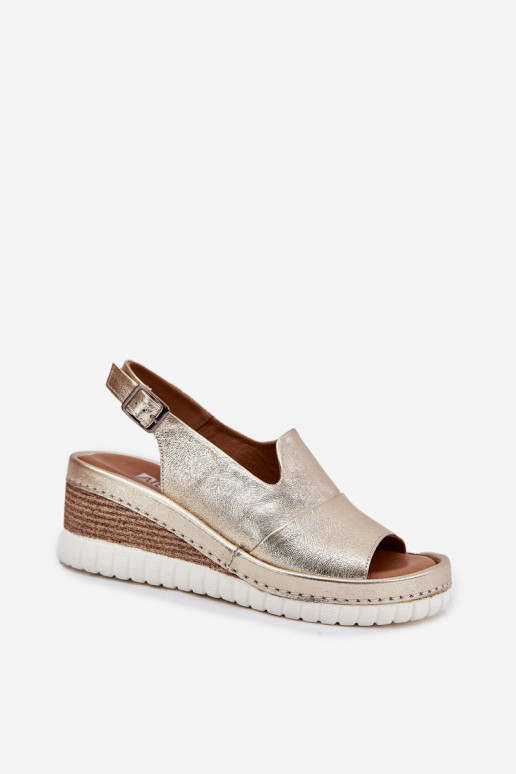 Sandálias femininas Pele Em uma cunha Artiker 56C0920 cor dourada Sandálias femininas Pele Em uma cunha Artiker 56C0920 cor dourada