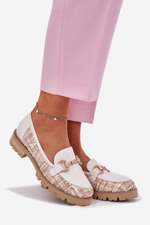 Pele mocassins femininos Ze cor douradam Detalem Laura Messi 2938 cor de marfim Pele mocassins femininos Ze cor douradam Detalem Laura Messi 2938 cor de marfim