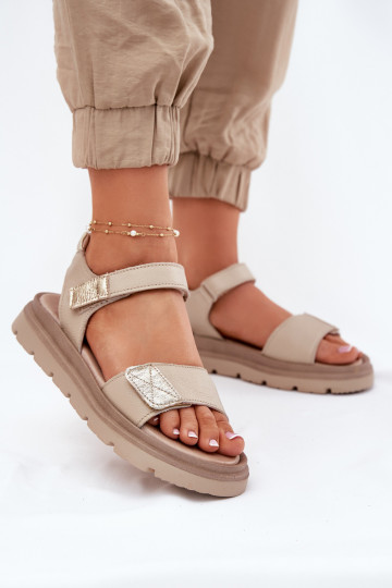 Sandálias femininas Feminino com uma plataforma Zazoo 40443 bege 2