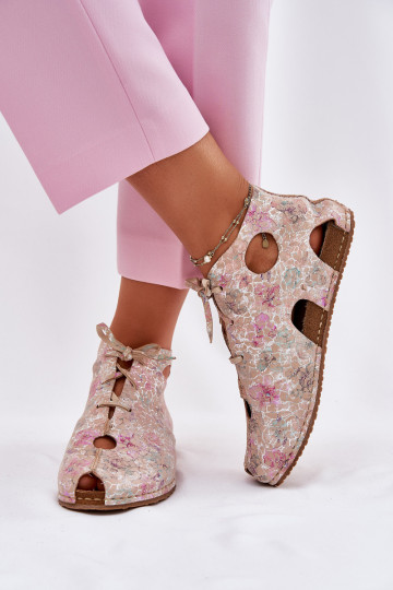 Botins de couro estampados Tai turiciejka 03426-48 na cor areia 2