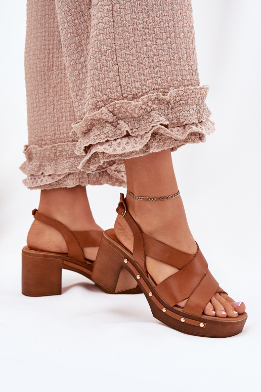 Sandálias femininas com salto Zazoo 1081 cor marrom