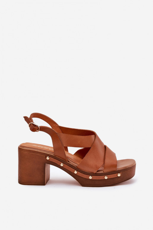 Sandálias femininas com salto Zazoo 1081 cor marrom