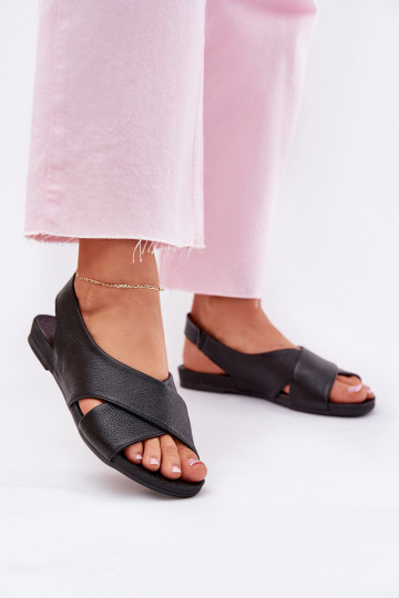 Zazoo 40407 sandálias Pele Feminino cor preta