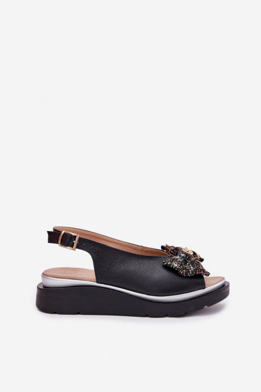 Sandálias femininas Feminino Em uma cunha com fitas Zazoo 1882 cor preta Sandálias femininas Feminino Em uma cunha com fitas Zazoo 1882 cor preta