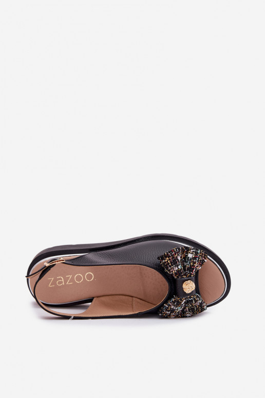 Sandálias femininas Feminino Em uma cunha com fitas Zazoo 1882 cor preta Sandálias femininas Feminino Em uma cunha com fitas Zazoo 1882 cor preta