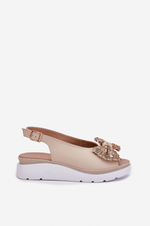 Sandálias femininas Feminino Em uma cunha com fitas Zazoo 1882 bege Sandálias femininas Feminino Em uma cunha com fitas Zazoo 1882 bege