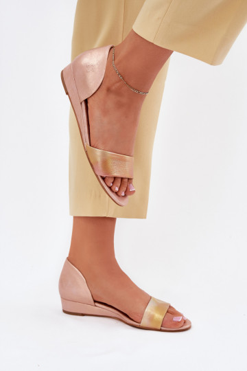 Sandálias femininas cor de rosa dourado Tai turiciejka 01971-72